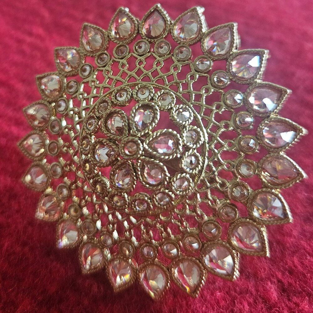 Adjustable Ring Gold Plated Indian Bollywood Style Kundan Jewelry